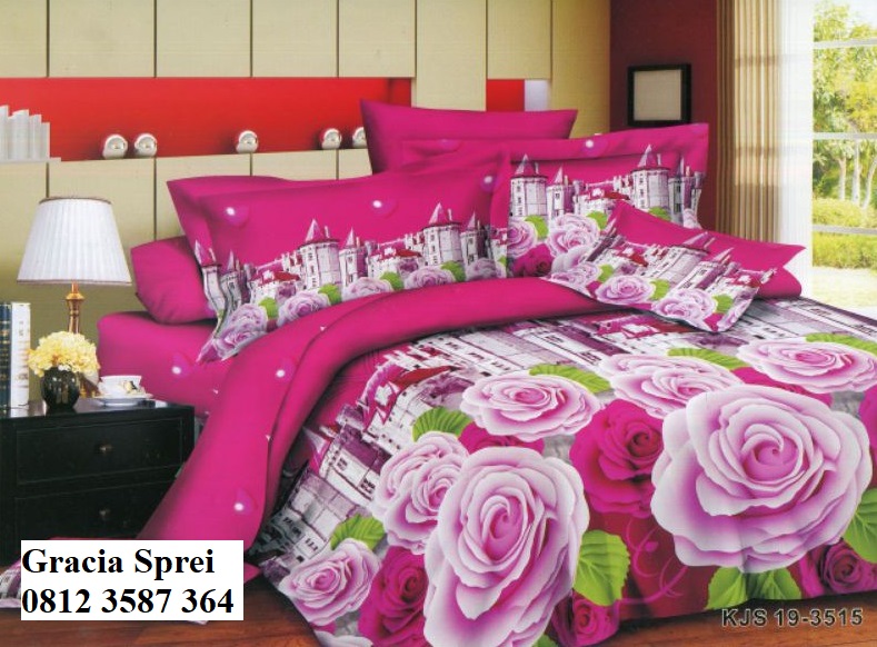 <p>Sprei Disperse Bunga Warna Merah Muda ini motif